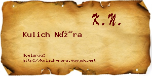 Kulich Nóra névjegykártya